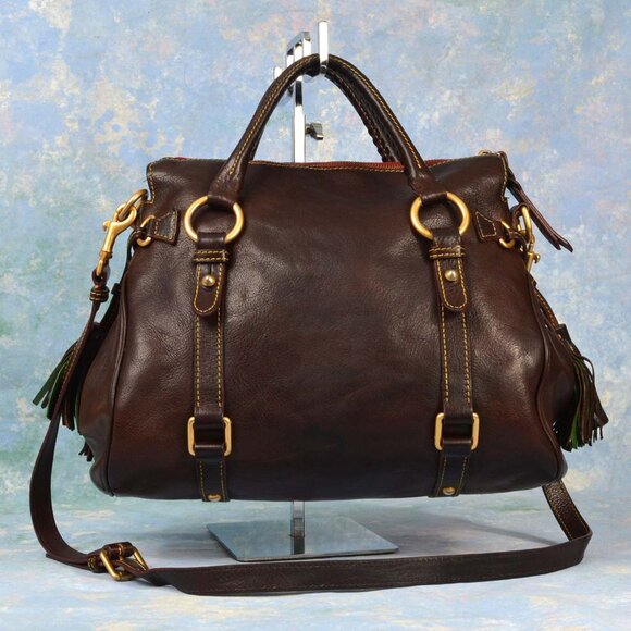 Dooney & Bourke Italian Florentine Leather Satchel Brown Crossbody - Picture 10 of 15